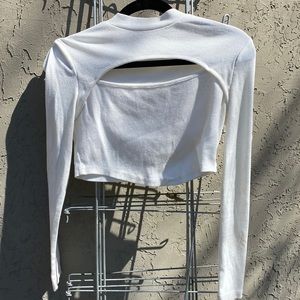 Shein White Long Sleeve Crop Top